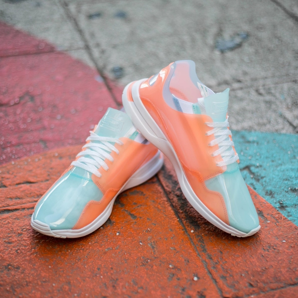 Le Coq Sportif 🧿 See-through vinyl orange blue snekaers
